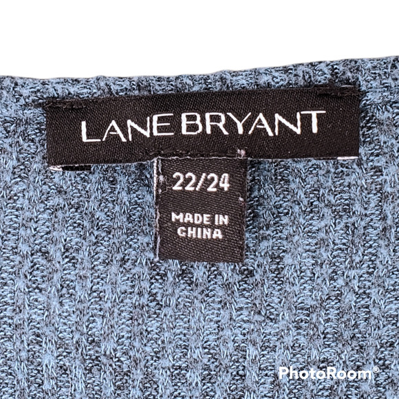 Lane Bryant Lace Up Collar Rib Knit Teal Top 22/24 - Picture 4 of 5